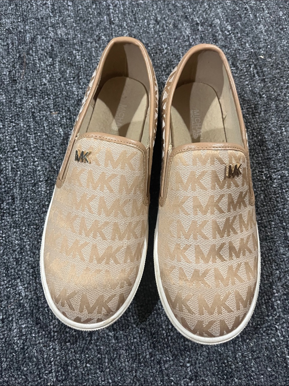 Michael Kors Tan Monogram Slip-On Sneakers
